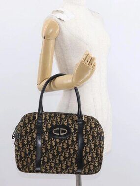 Christian Dior Trotter Canvas Boston Bag Navy Auth 160915